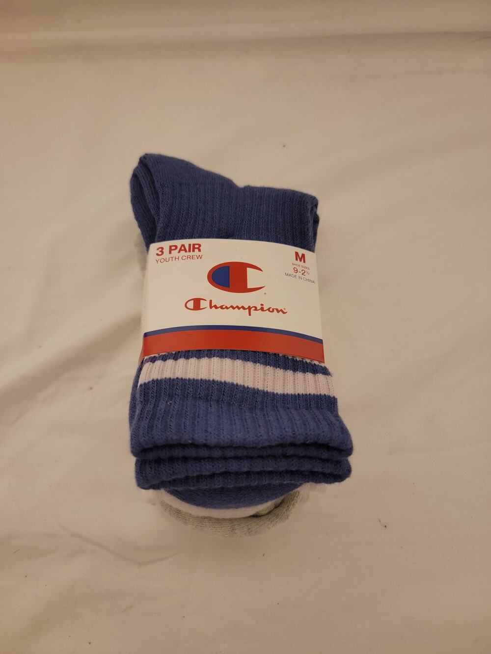 Champion Youth Crew 3pk with Stripe Sz M 9-2.5 Girls